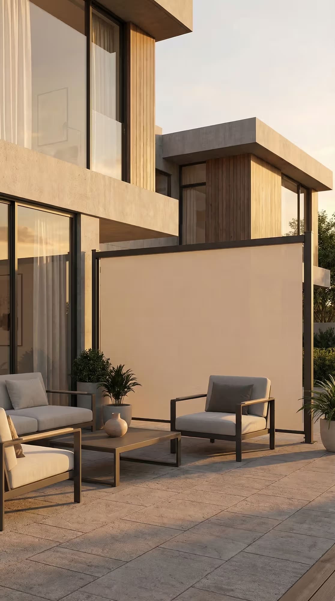 Боковая маркиза ширма для зонирования террасы