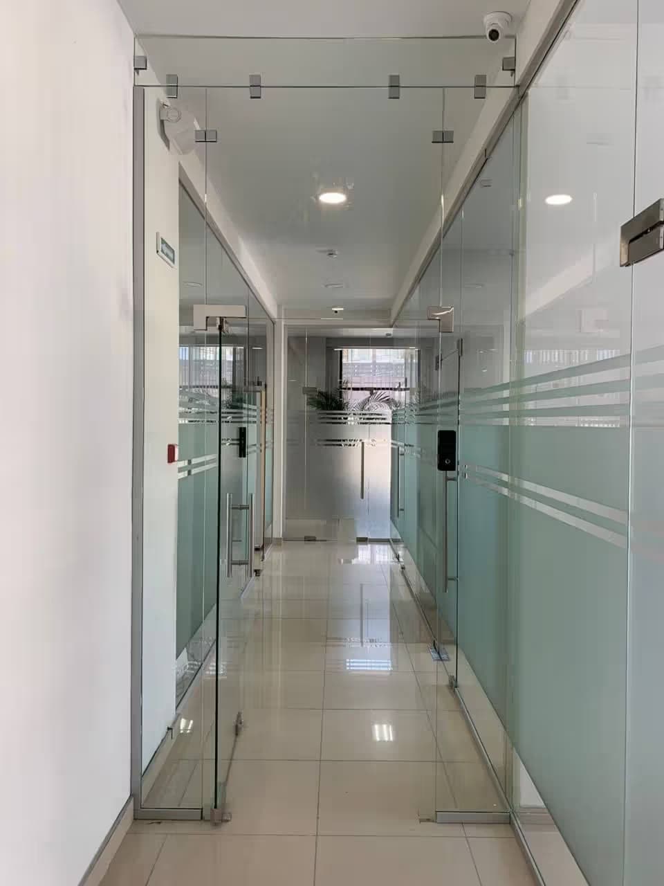 Маятниковаые стеклянные двери в офис Сочи