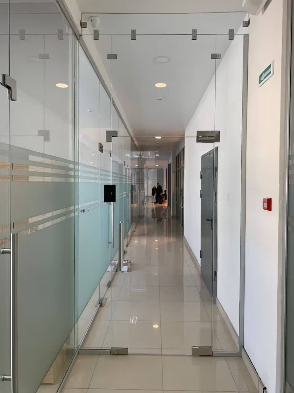 Маятниковаые стеклянные двери в офис Сочи